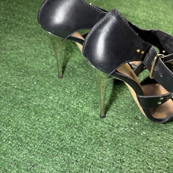 Giuseppe Zanotti Black Studs Peep Toe Slingback Platform High Heels 38.5 - Picture 5 of 9